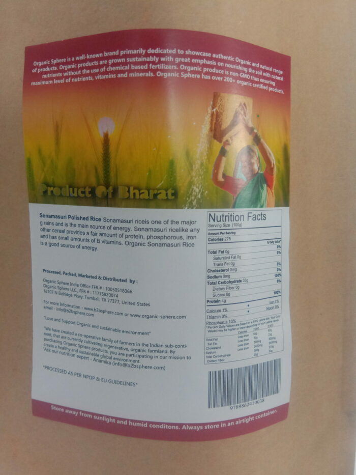 Organic Sonamasuri Polished Rice