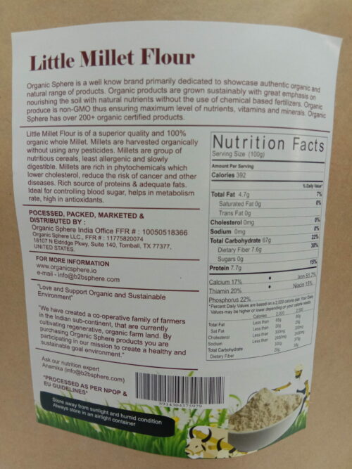Little Millet Flour Backside (2.2lbs or 1kg)